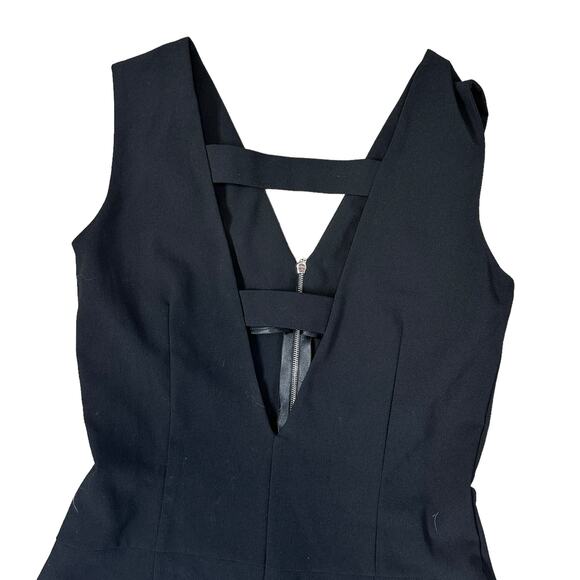 D. Exterior Black Jumpsuit Deep V-Neck Cut Out Sexy Wide Leg Small - Picture 2 of 7